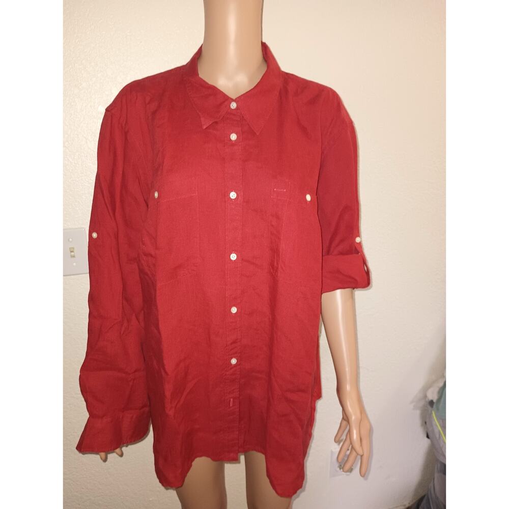 Lauren Red women Collared Long Sleeve Button-Up Shirt – Size 3X W012C - Picture 3 of 11